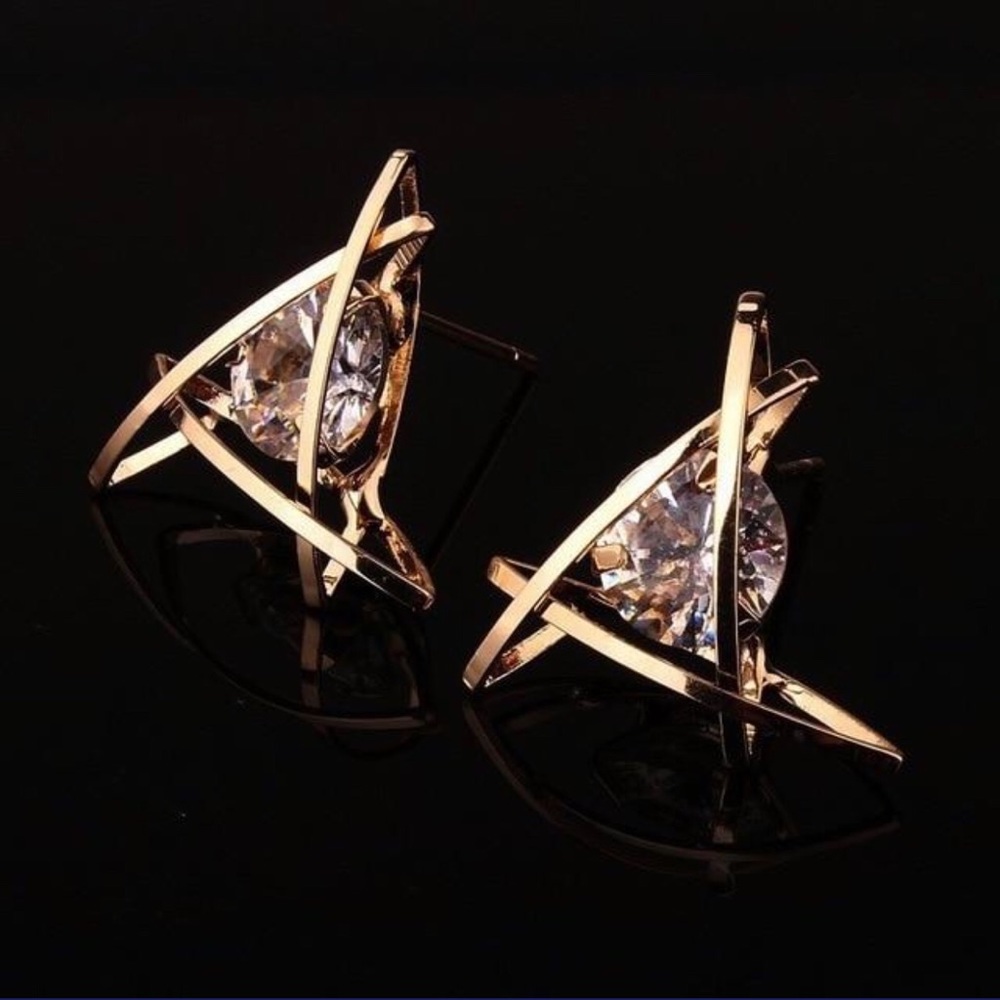Womens Triangle Zirconia Earrings